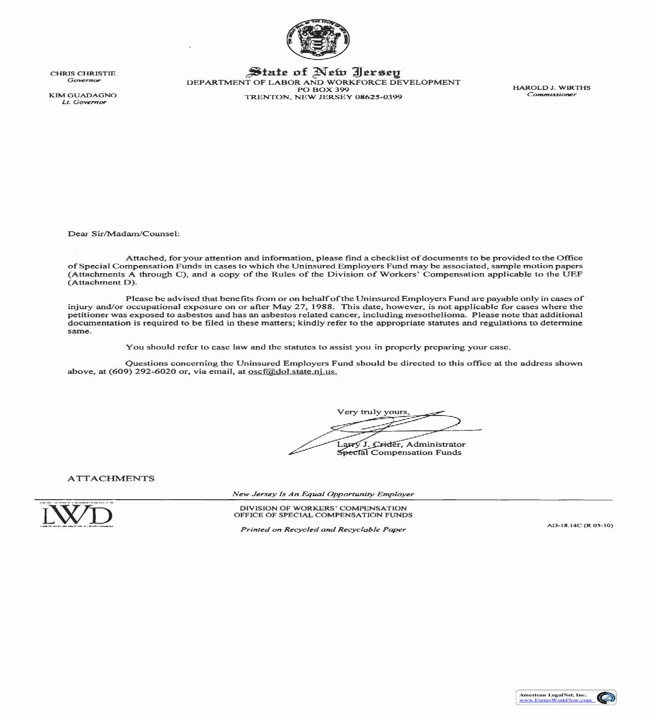 Uninsured Employers Fund (packet) | Pdf Fpdf Doc Docx | New Jersey