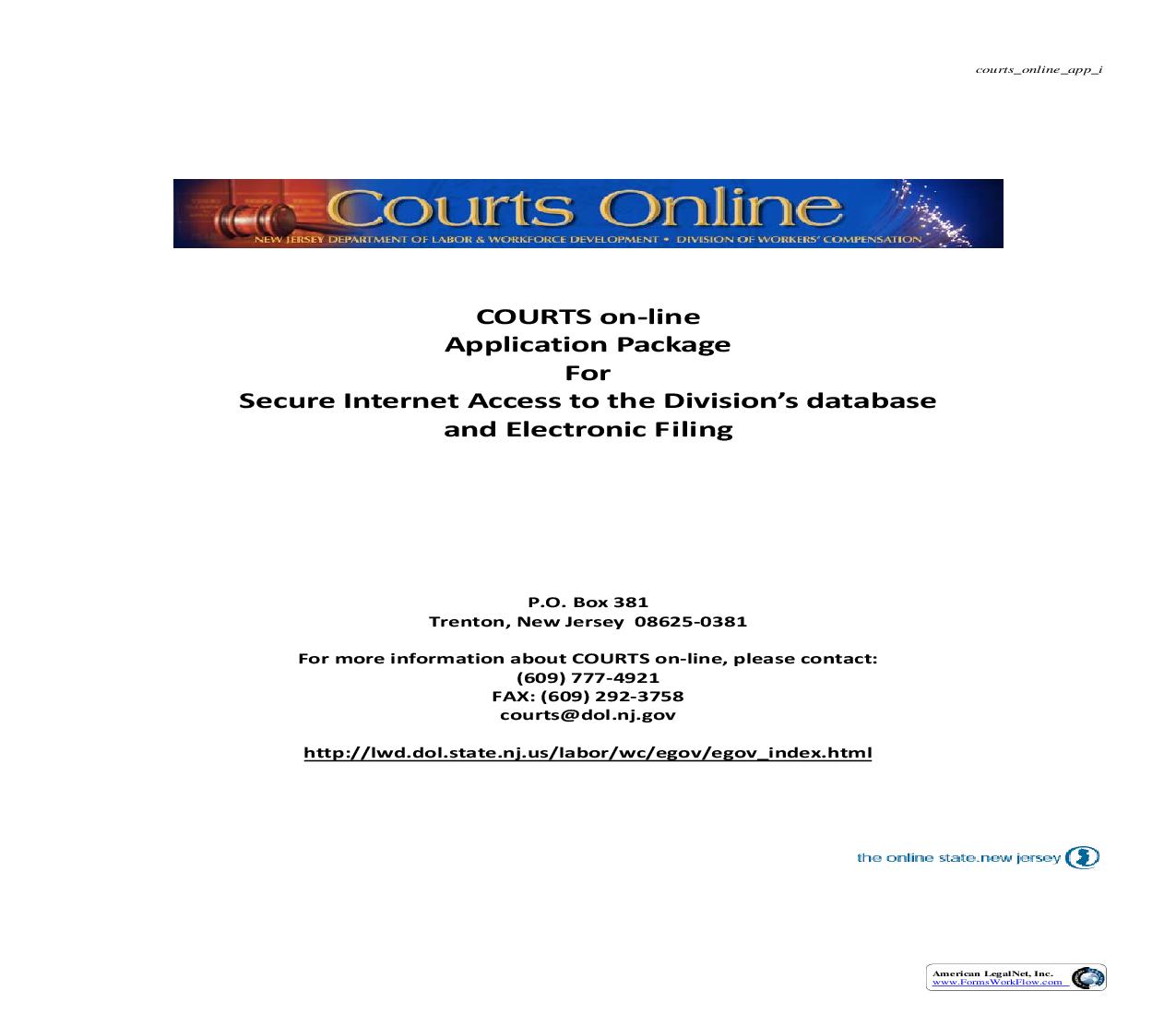 Application Package For Secure Internet Access To Divisions Database And Electronic Filing | Pdf Fpdf Doc Docx | New Jersey