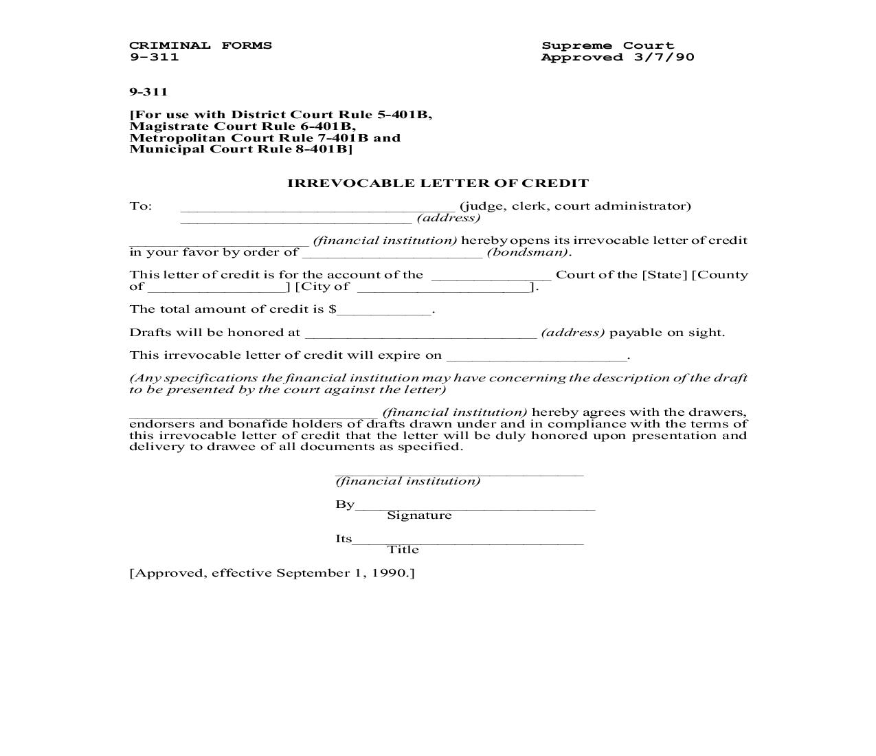Irrevocable Letter Of Credit {9-311} | Pdf Fpdf Doc Docx | New Mexico