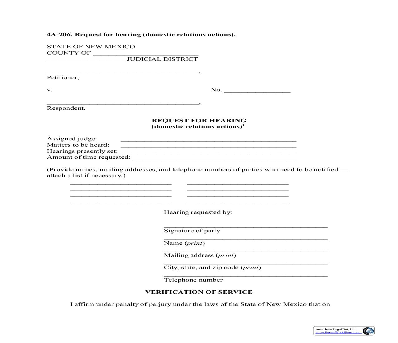 Request For Hearing {4A-206} | Pdf Fpdf Doc Docx | New Mexico