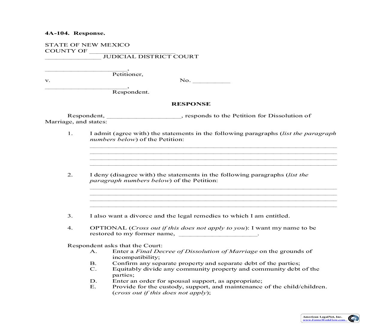 Response {4A-104} | Pdf Fpdf Doc Docx | New Mexico