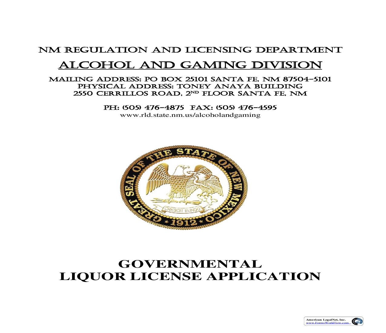 Governmental Liquor License | Pdf Fpdf Doc Docx | New Mexico
