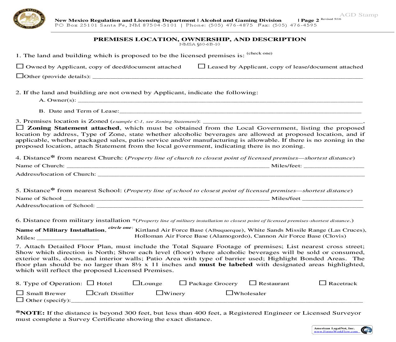 Premises Location Ownership And Description Of Premises | Pdf Fpdf Doc Docx | New Mexico
