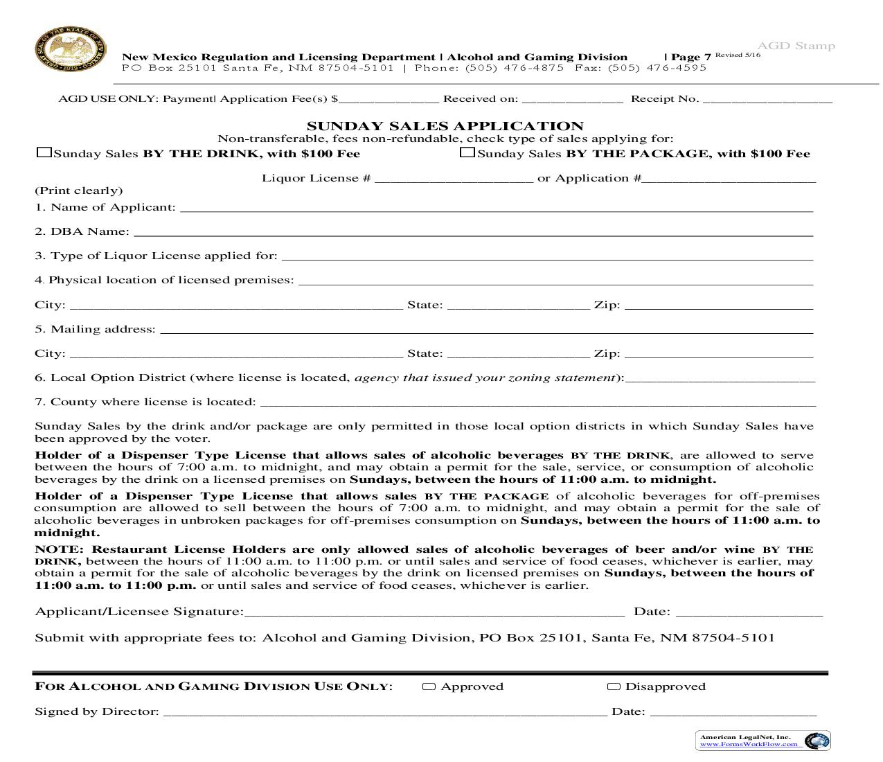 Sunday Sales Application | Pdf Fpdf Doc Docx | New Mexico