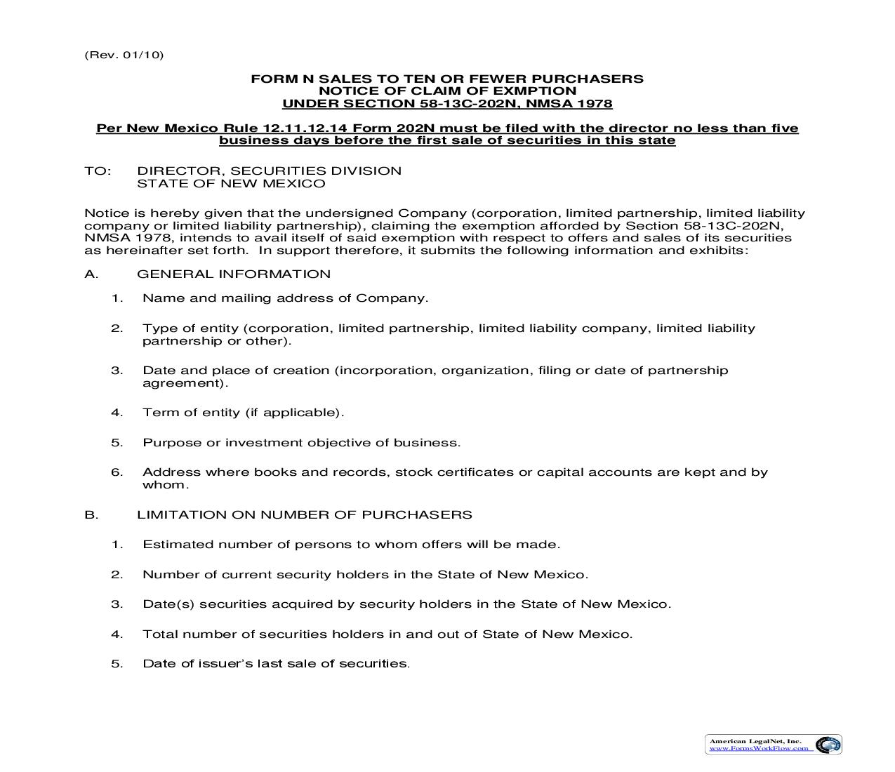 Notice Of Claim Of Exemption {202N} | Pdf Fpdf Doc Docx | New Mexico