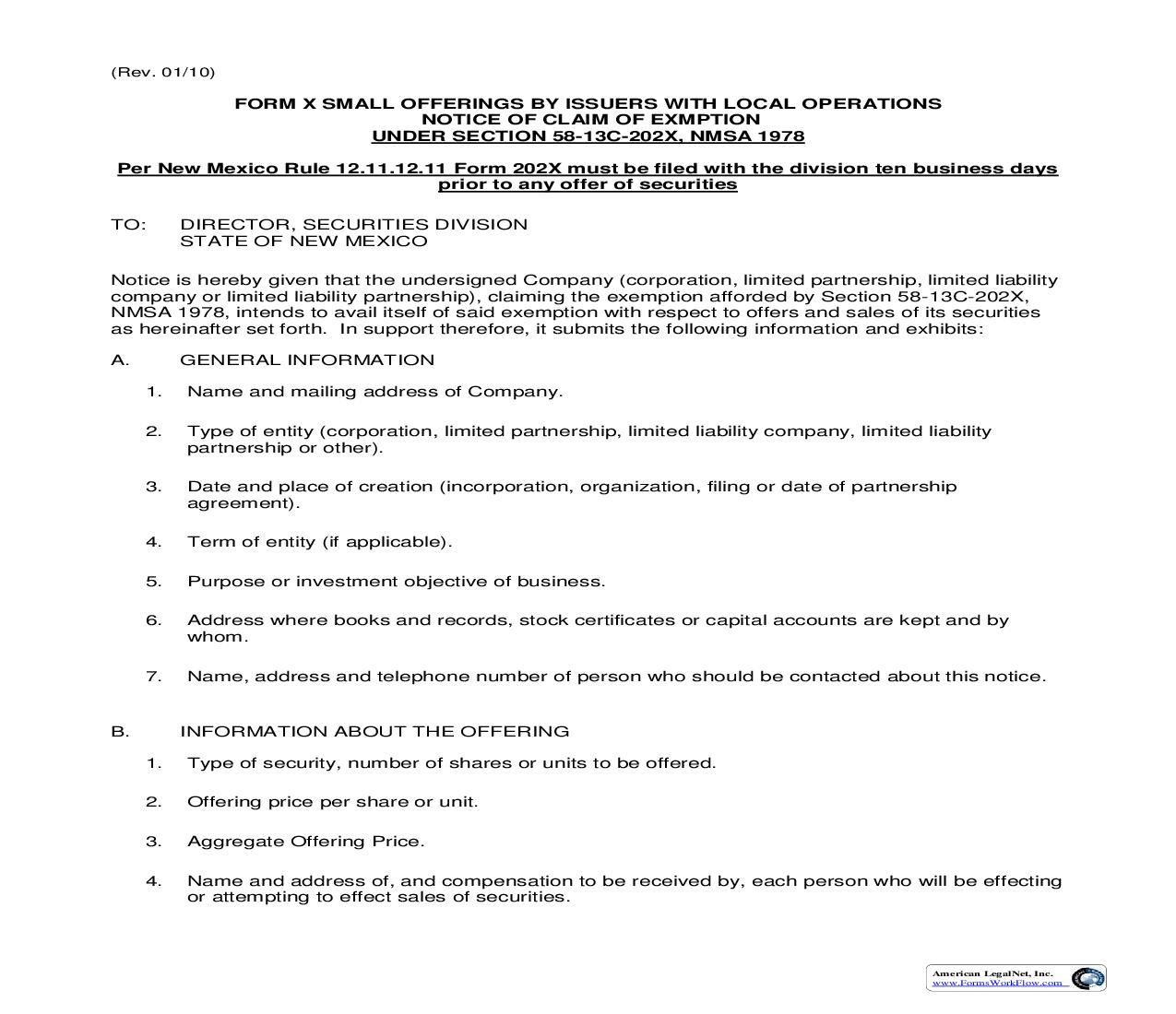 Notice Of Claim Of Exemption {202X} | Pdf Fpdf Doc Docx | New Mexico