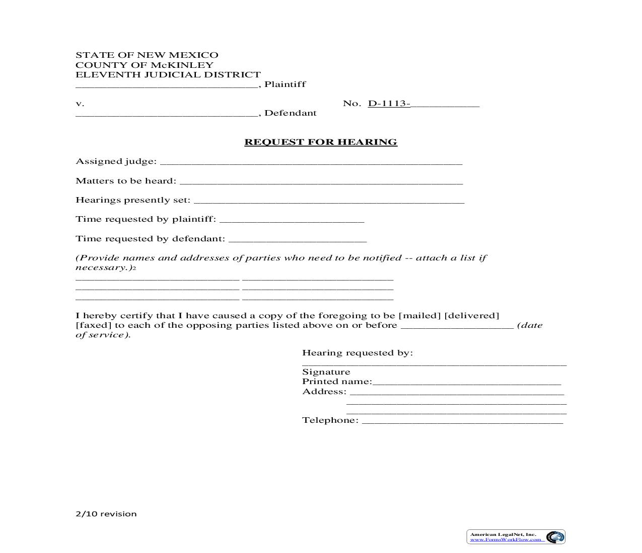 Request For Hearing | Pdf Fpdf Doc Docx | New Mexico