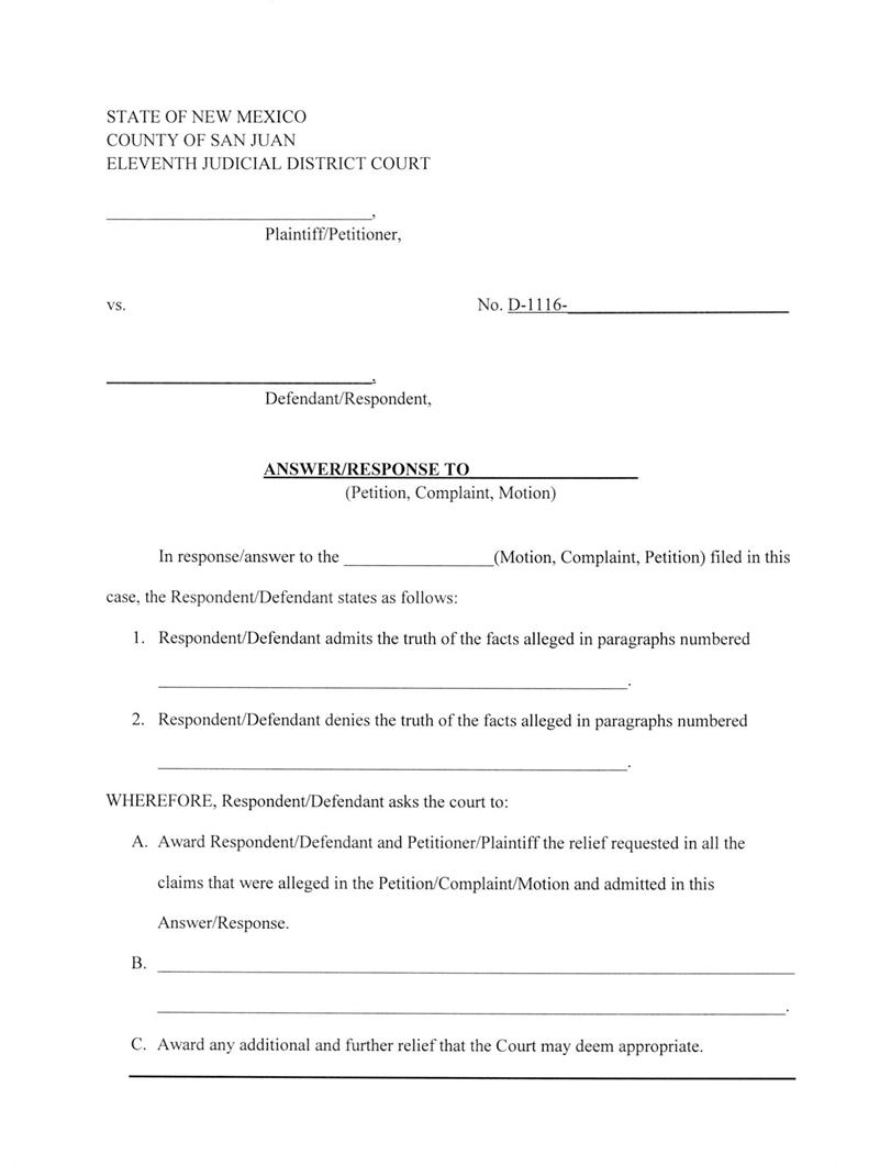 Answer-Reponse | Pdf Fpdf Docx | New Mexico