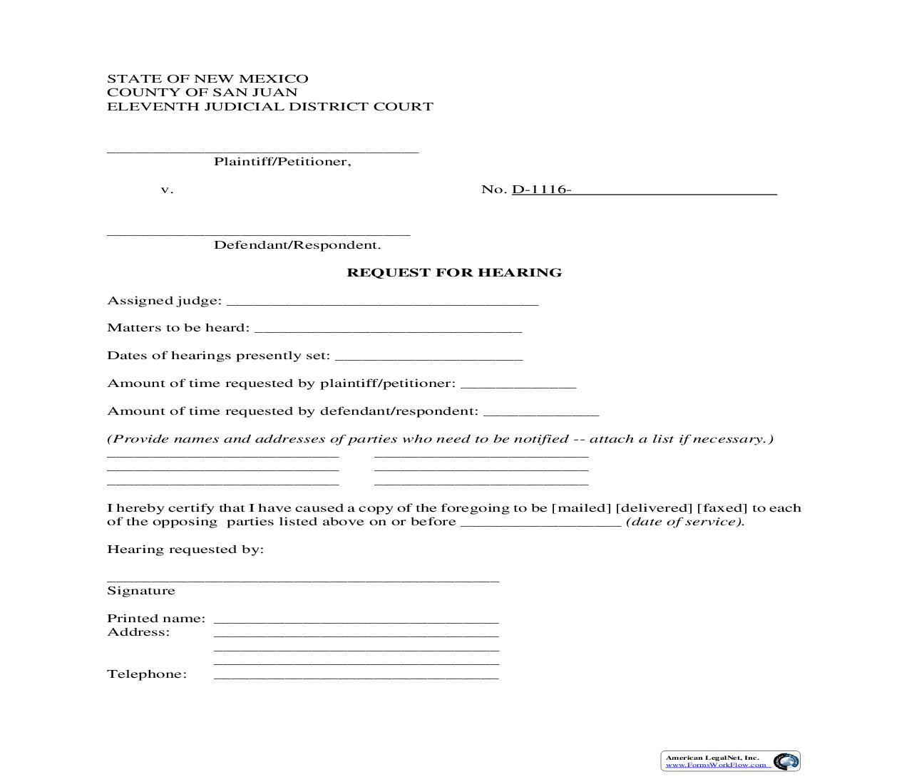 Request For Hearing | Pdf Fpdf Doc Docx | New Mexico