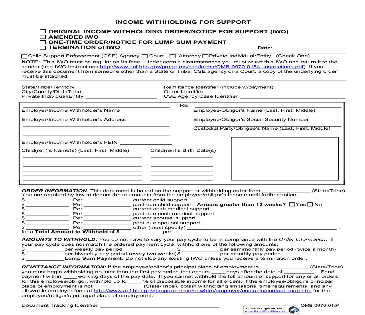 Income Withholding For Support {OMB 0970-0154} |  | New Mexico