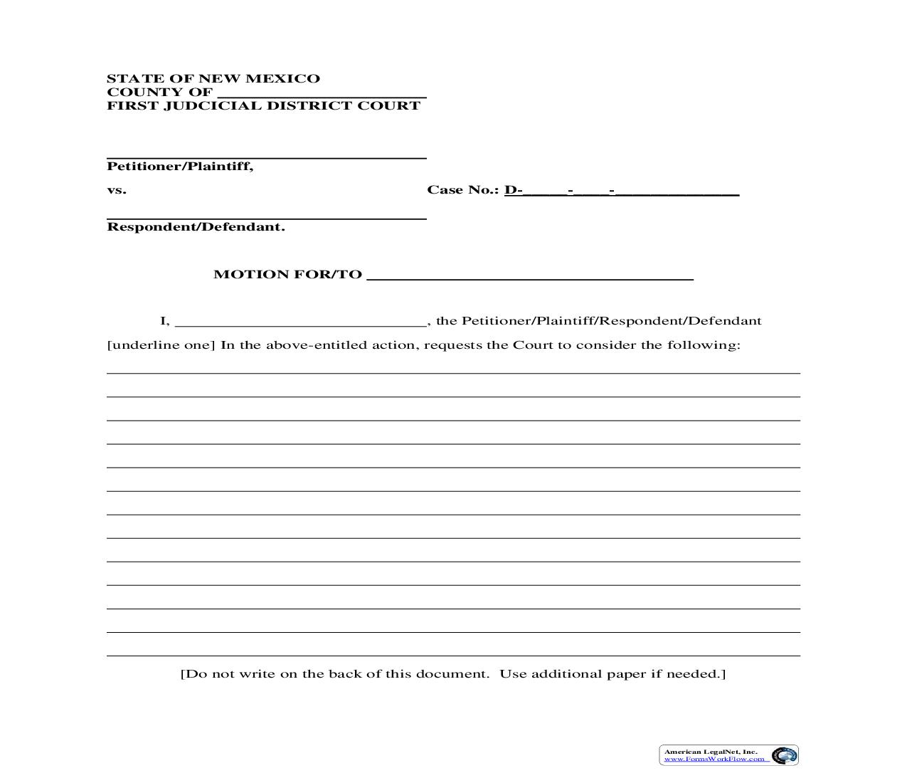 Motion For |  | New Mexico