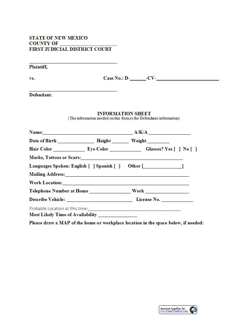 Information Sheet | Pdf Fpdf Docx | New Mexico
