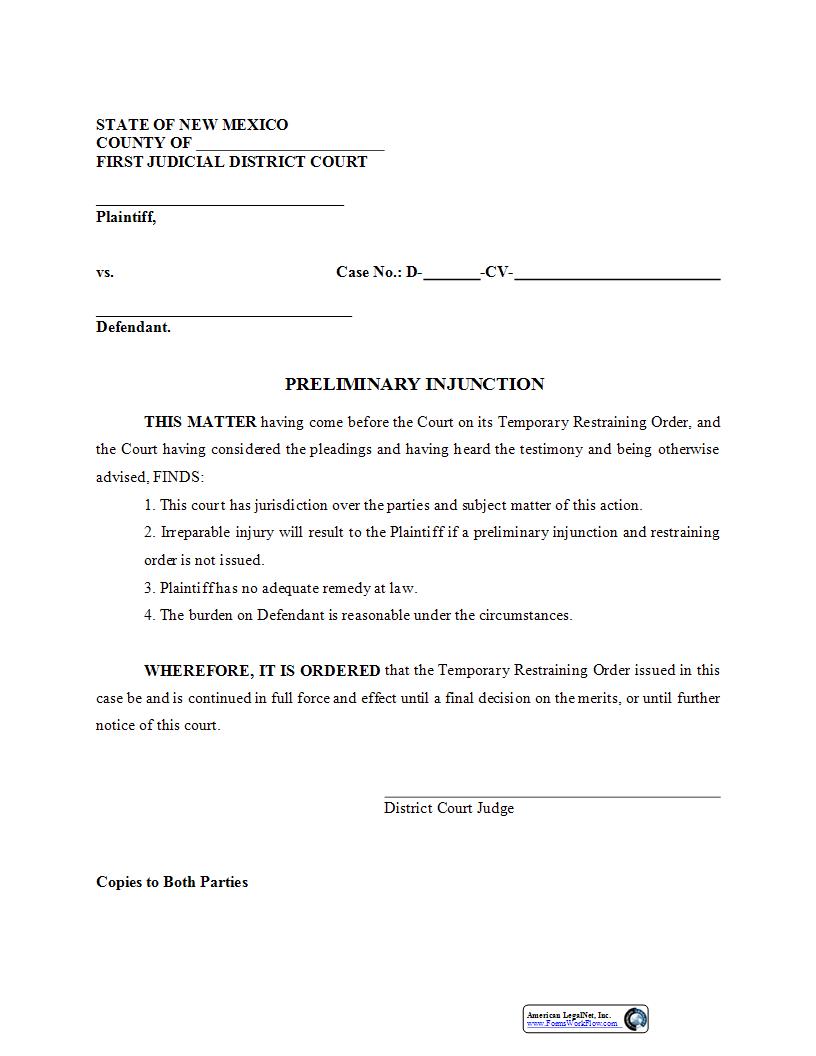 Preliminary Injunction | Pdf Fpdf Docx | New Mexico