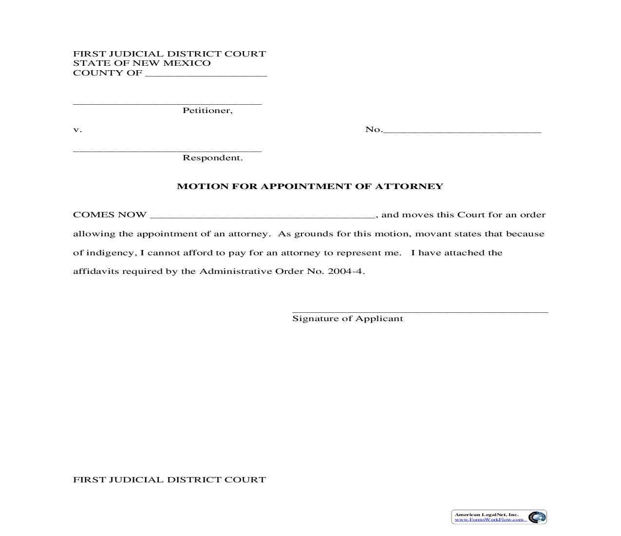 Motion For Appointment Of Attorney |  | New Mexico