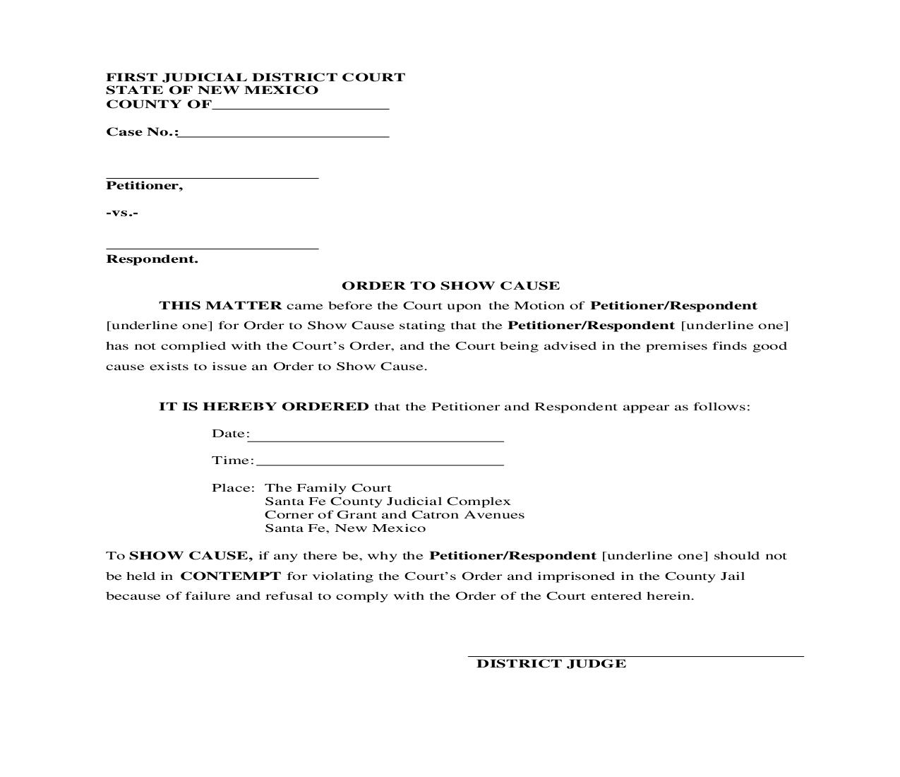 Order To Show Cause (Family Court) |  | New Mexico