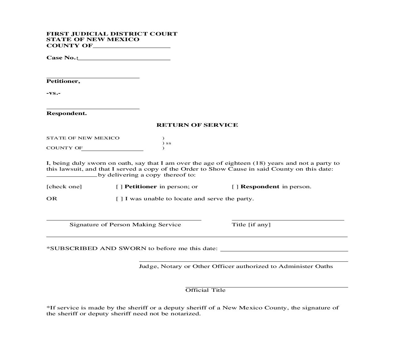 Return Of Service (Order To Show Cause) |  | New Mexico