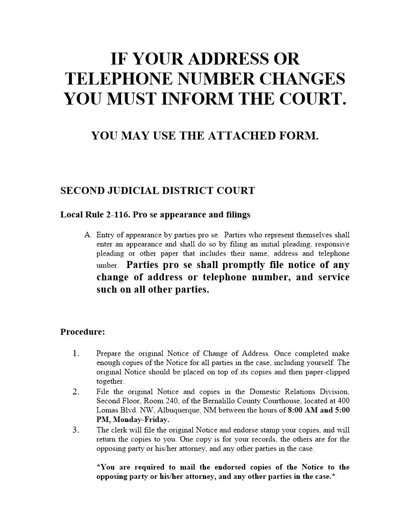 Notice Of Change Of Address | Pdf Fpdf Docx | New Mexico