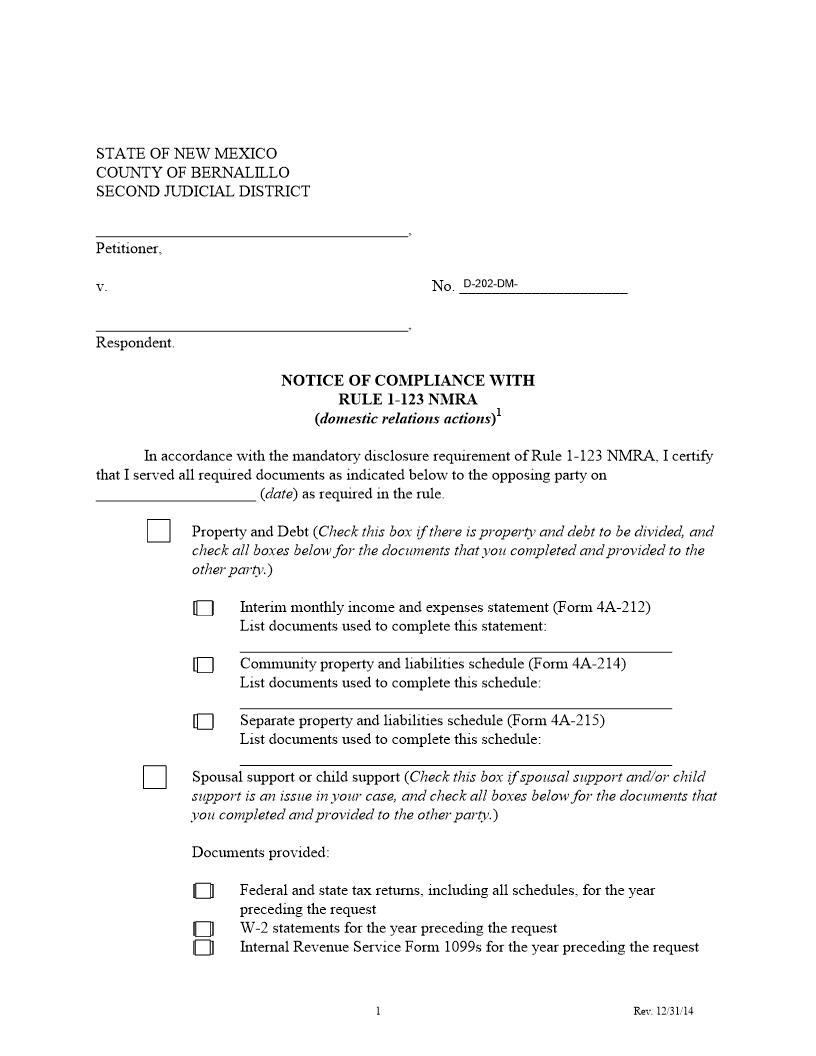 Notice Of Compliance | Pdf Fpdf Docx | New Mexico