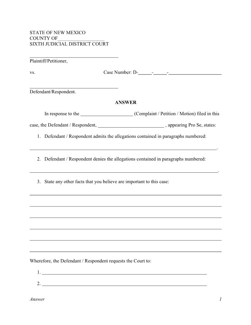 Answer | Pdf Fpdf Docx | New Mexico