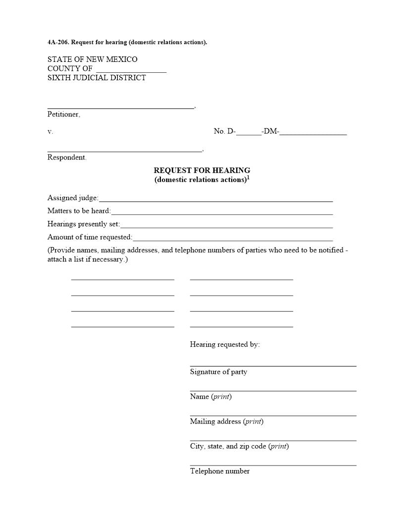 Request For Hearing | Pdf Fpdf Docx | New Mexico
