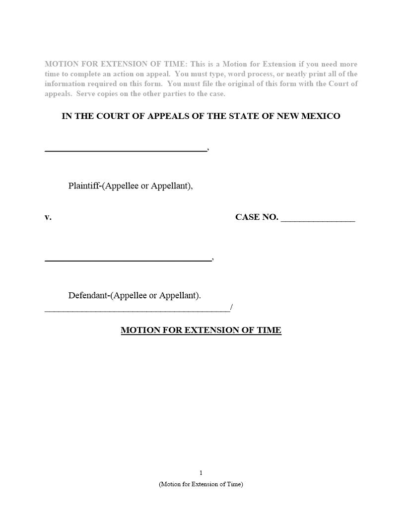 Motion For Extension Of Time | Pdf Fpdf Docx | New Mexico