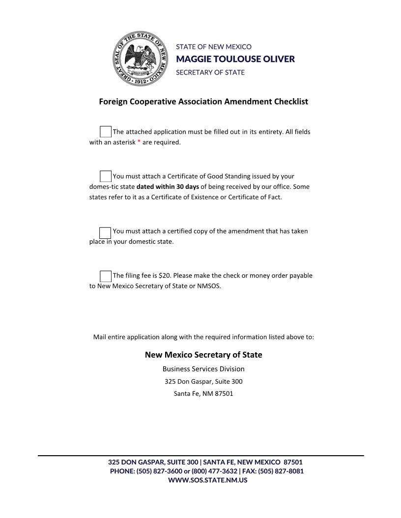 Application For Amended Certificate Of Authority | Pdf Fpdf Docx | New Mexico