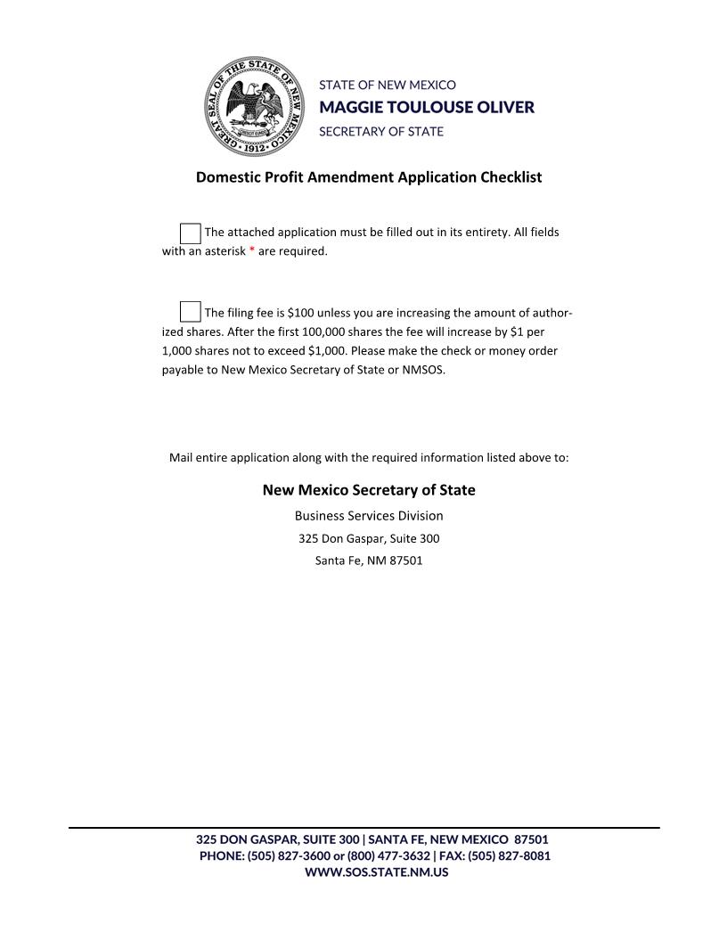 Articles Of Amendment Domestic Profit Corp | Pdf Fpdf Docx | New Mexico