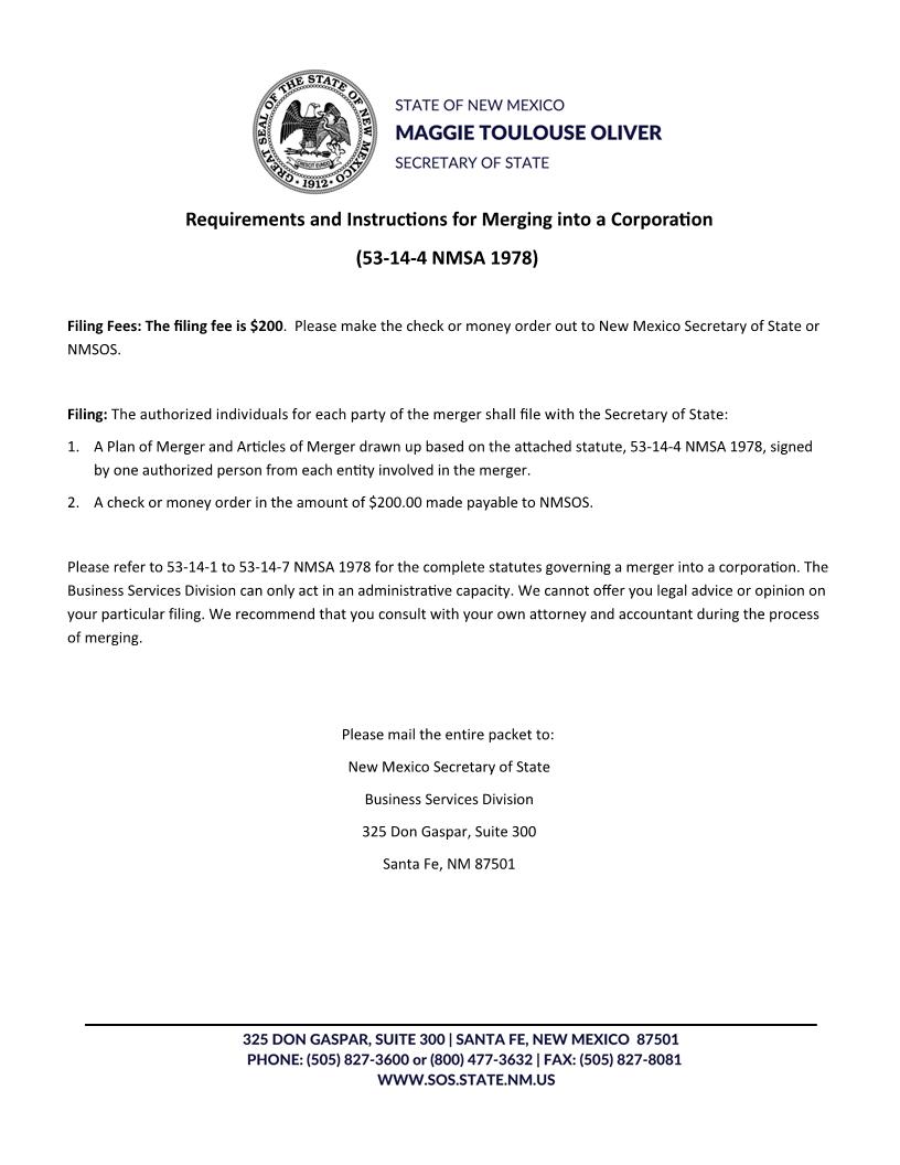 Merger Agreement - Domestic Corp | Pdf Fpdf Docx | New Mexico