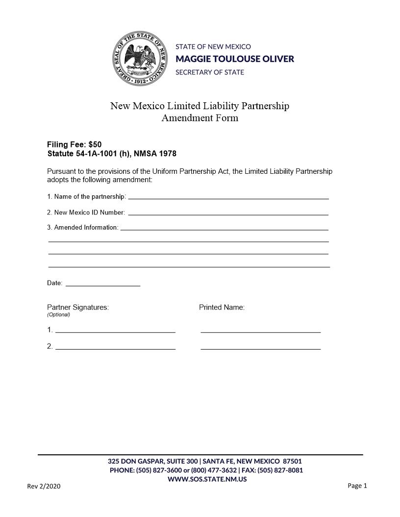 LLP Amendment | Pdf Fpdf Docx | New Mexico