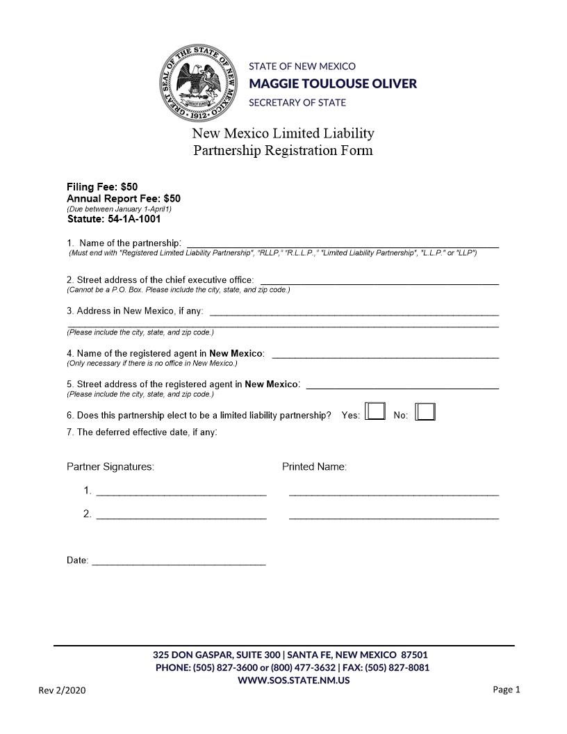 LLP Registration | Pdf Fpdf Docx | New Mexico