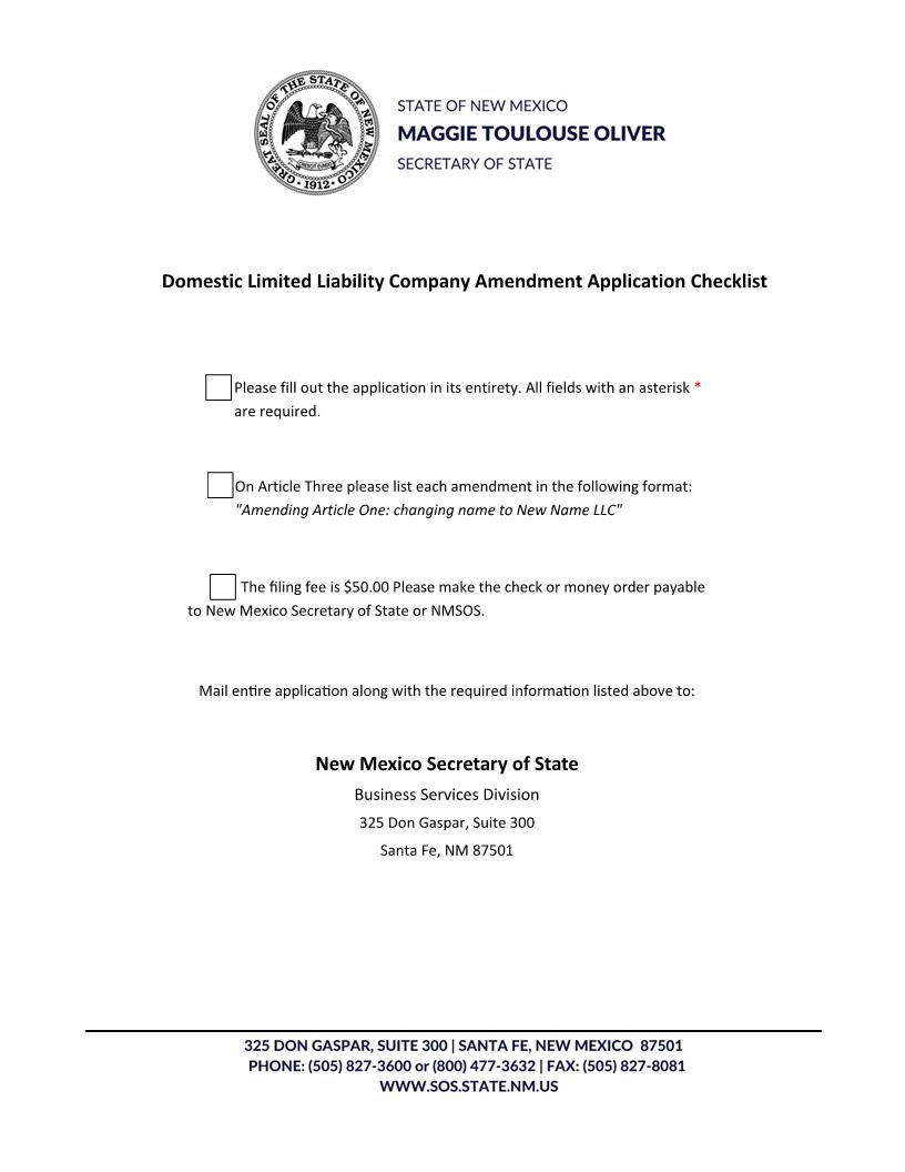 Articles Of Amendment LLC | Pdf Fpdf Docx | New Mexico