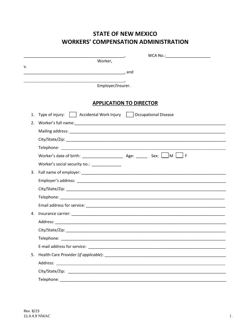 Application To Director | Pdf Fpdf Docx | New Mexico