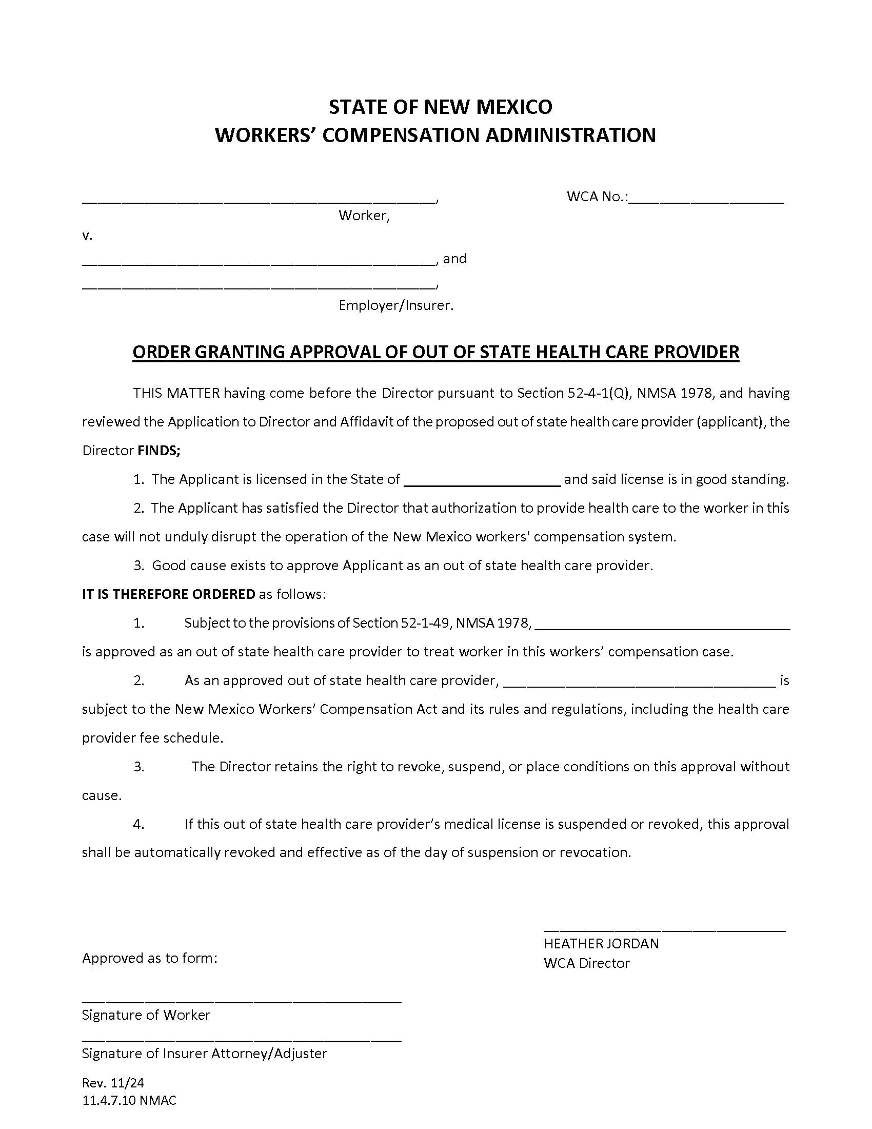 Approval Of Out Of State Provider | Pdf Fpdf Docx | New Mexico