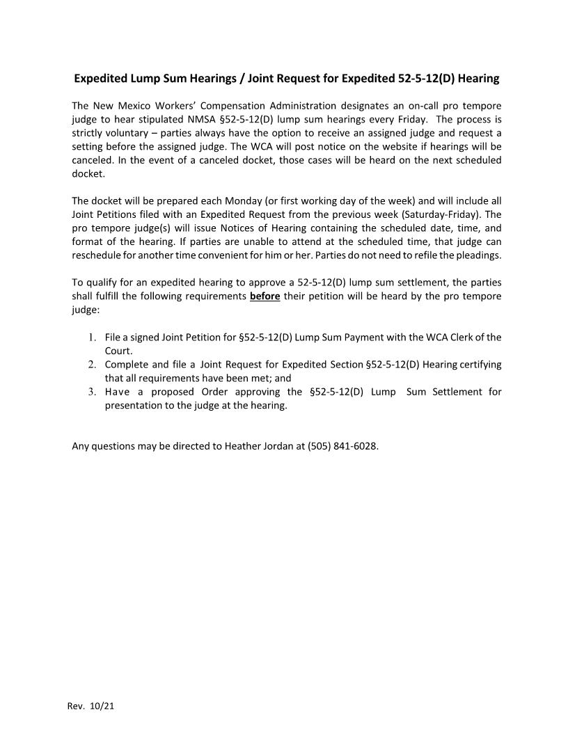 Joint Request For Expedited Hearing | Pdf Fpdf Docx | New Mexico