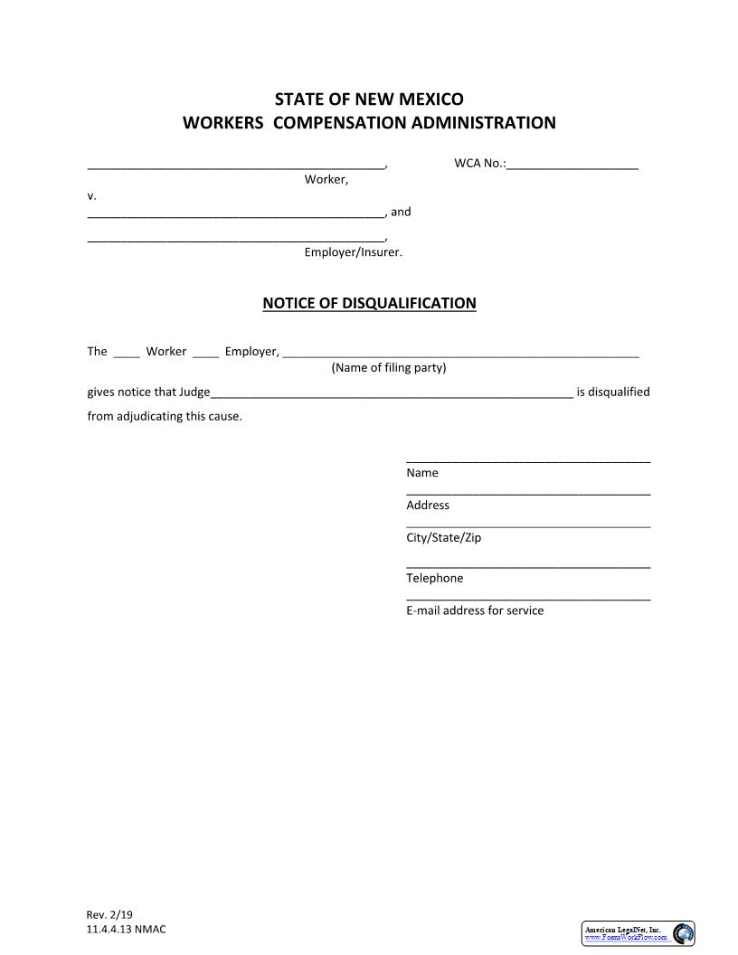 Notice Of Disqualification | Pdf Fpdf Docx | New Mexico