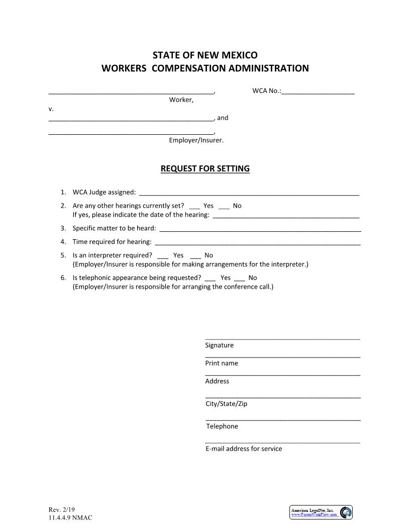 Request For Setting | Pdf Fpdf Docx | New Mexico