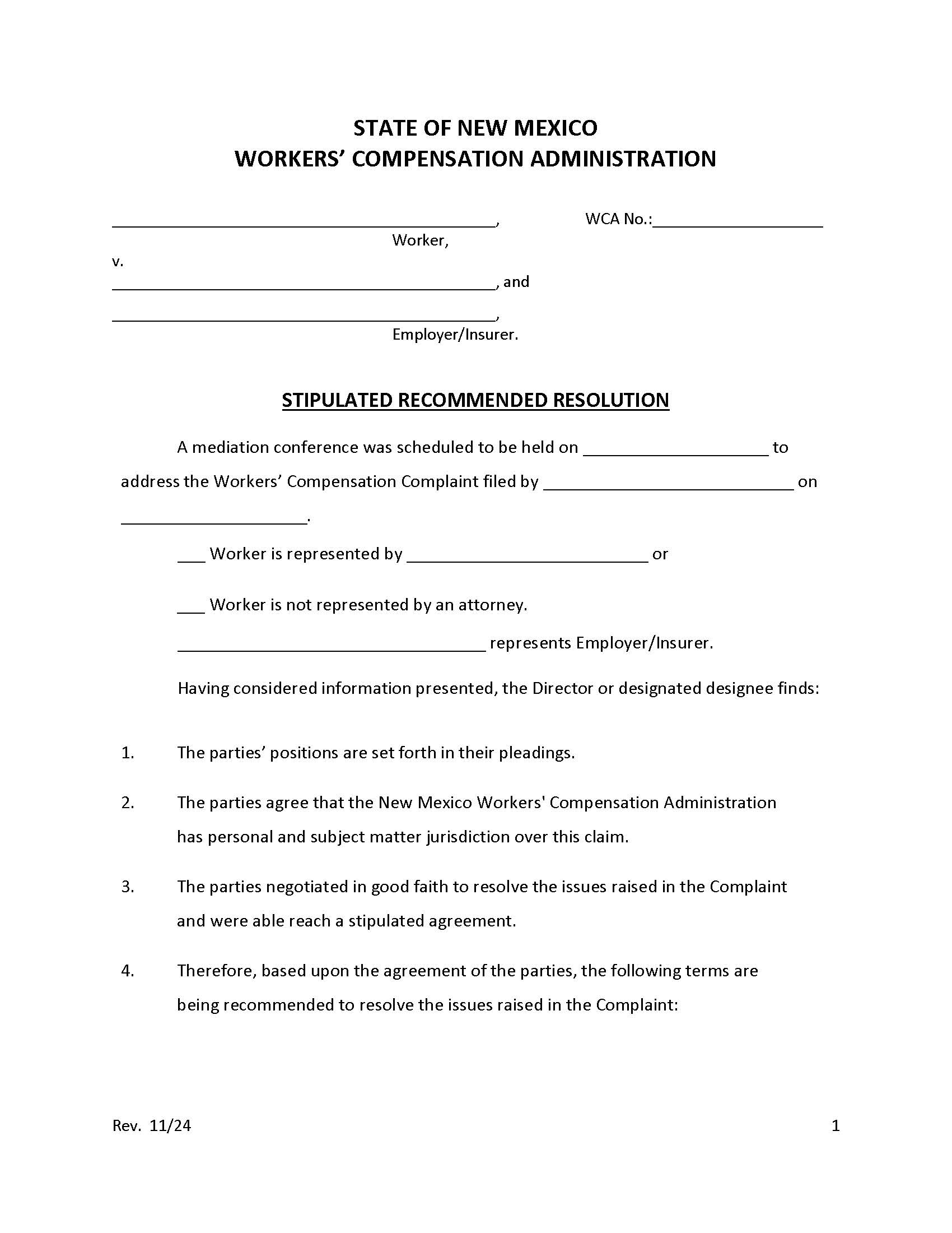 Stipulated Recommended Resolution | Pdf Fpdf Docx | New Mexico