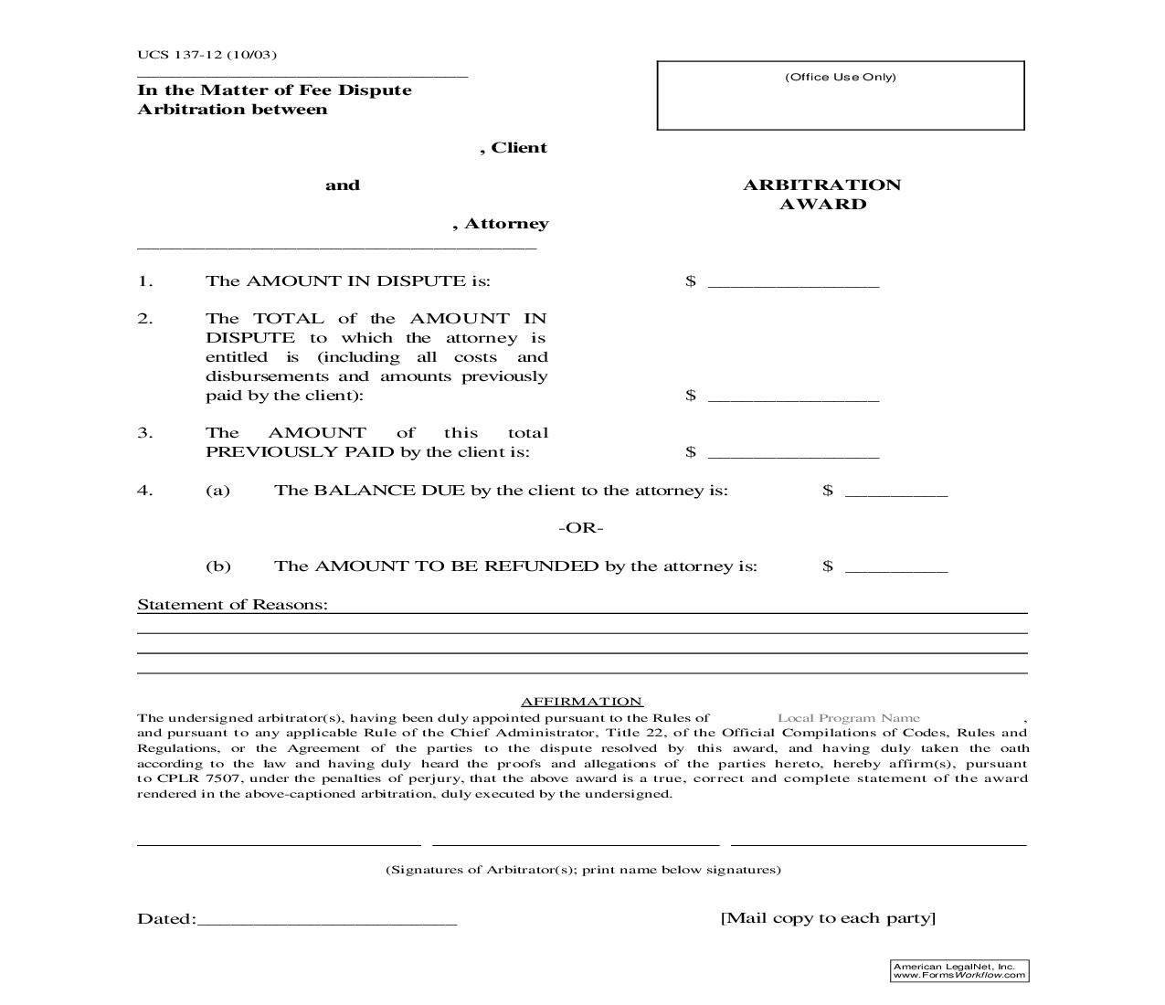 Arbitration Award {UCS 137-12} | Pdf Fpdf Doc Docx | New York