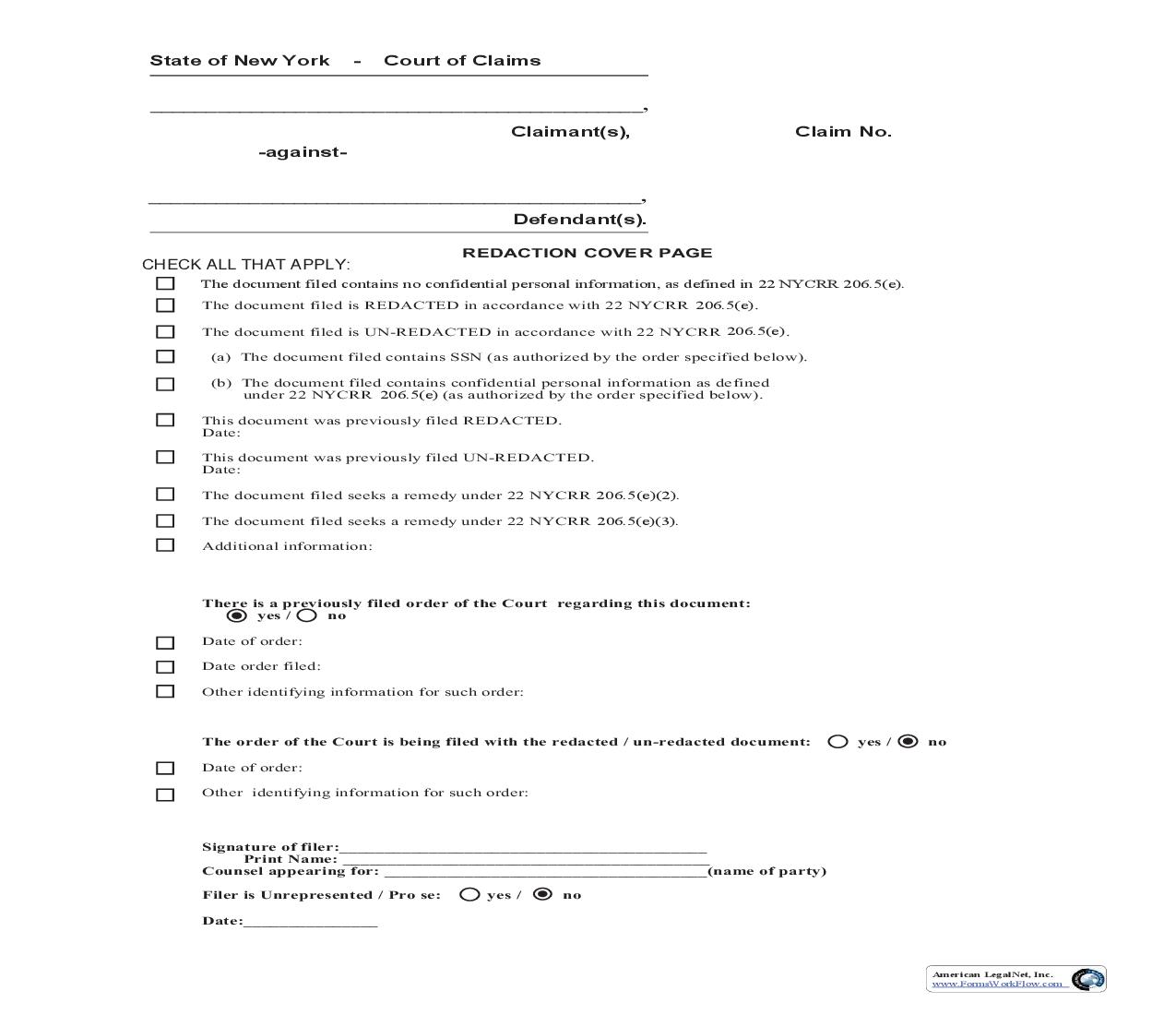 Redaction Cover Page | Pdf Fpdf Doc Docx | New York