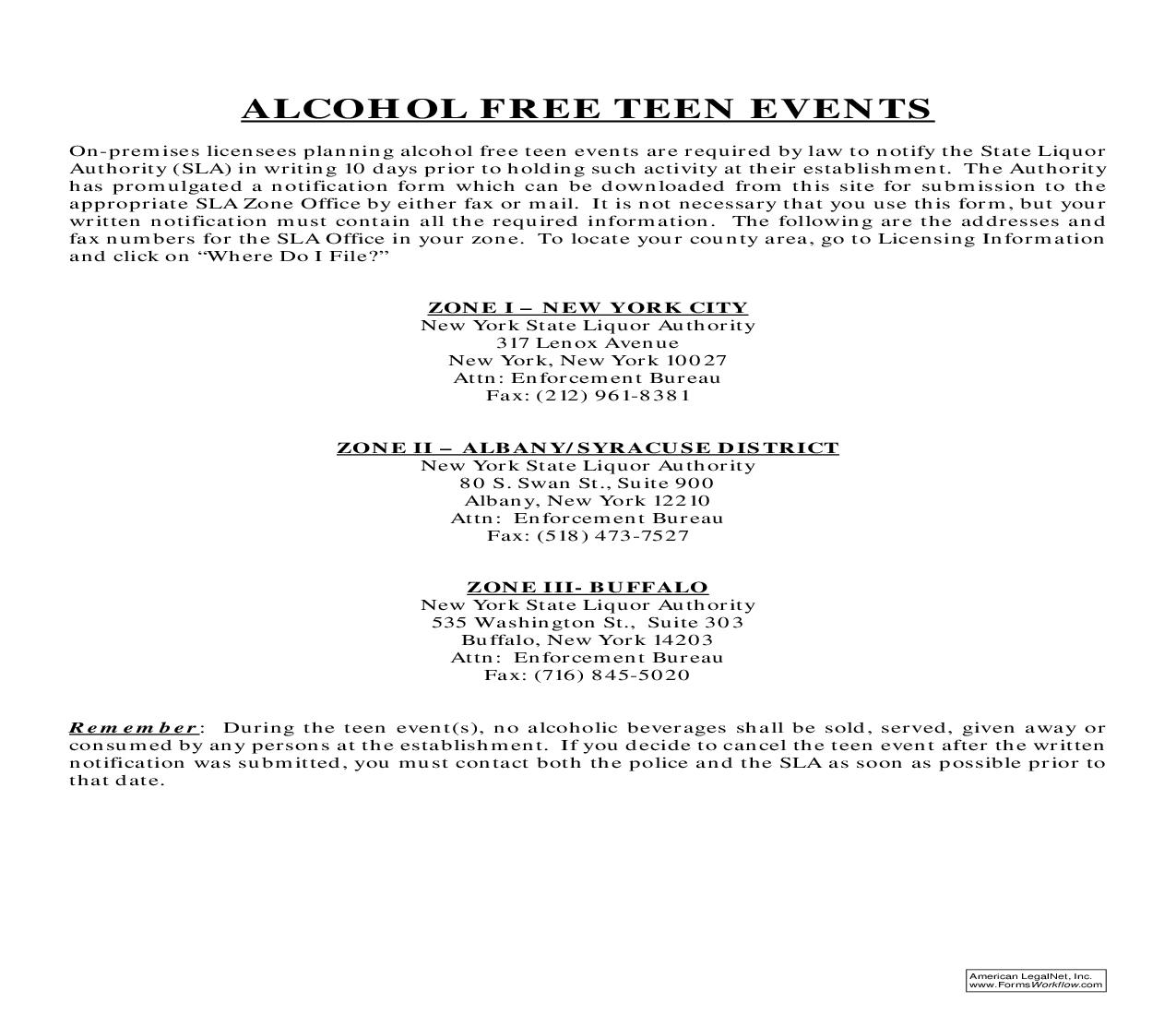 Teen Night Notification |  | New York