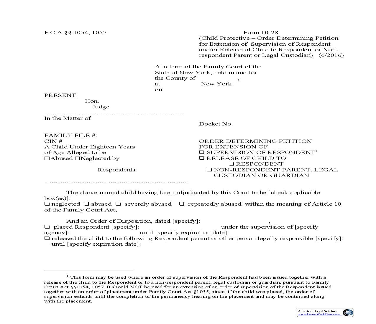 Order Determining Petition For Extension Of Supervision {10-28} | Pdf Fpdf Doc Docx | New York