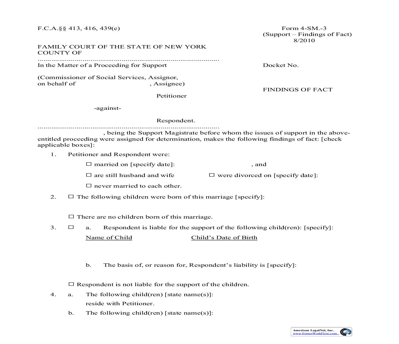 Findings Of Fact {4-SM-3} | Pdf Fpdf Doc Docx | New York