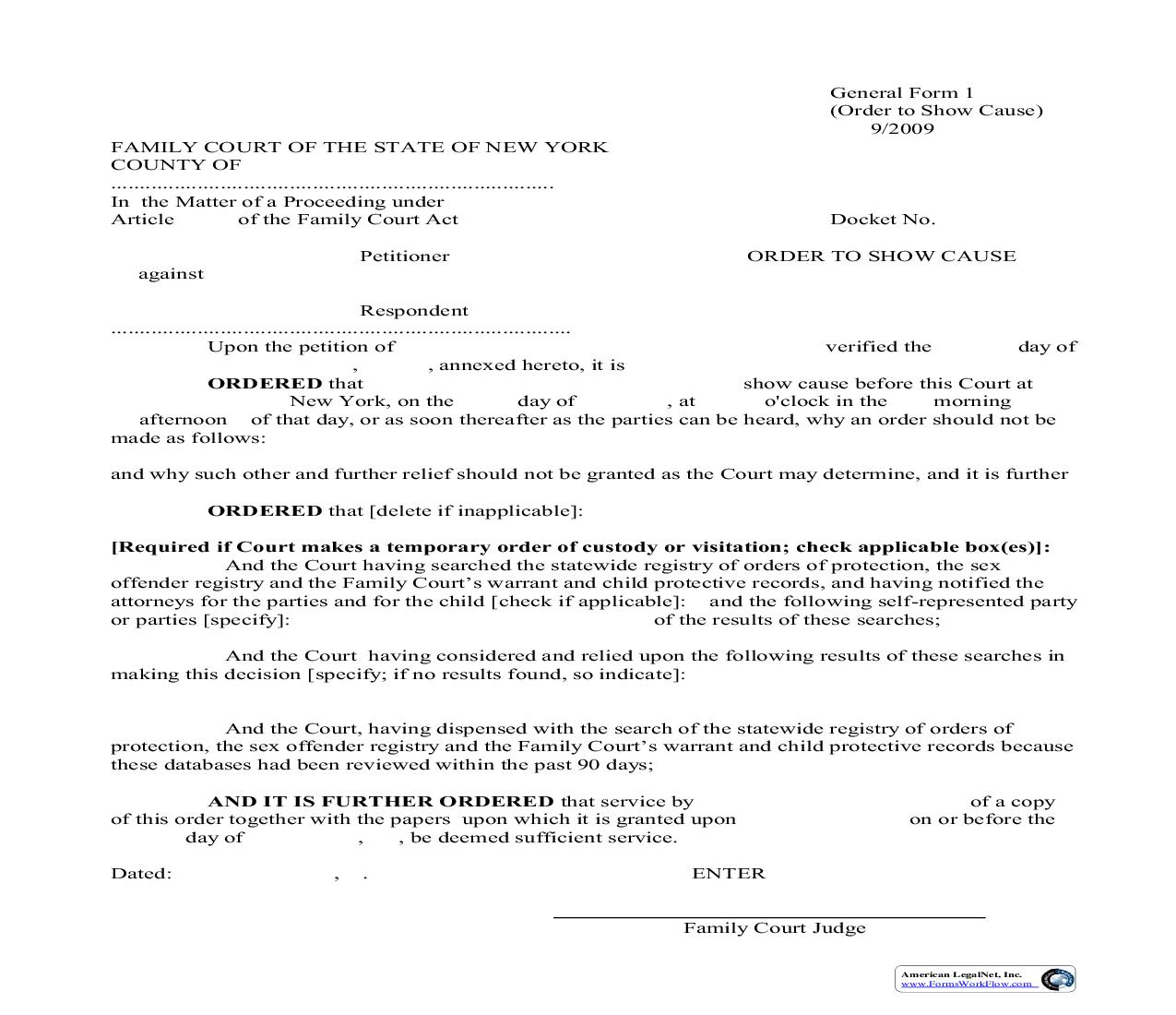Order To Show Cause {GF-1} | Pdf Fpdf Doc Docx | New York