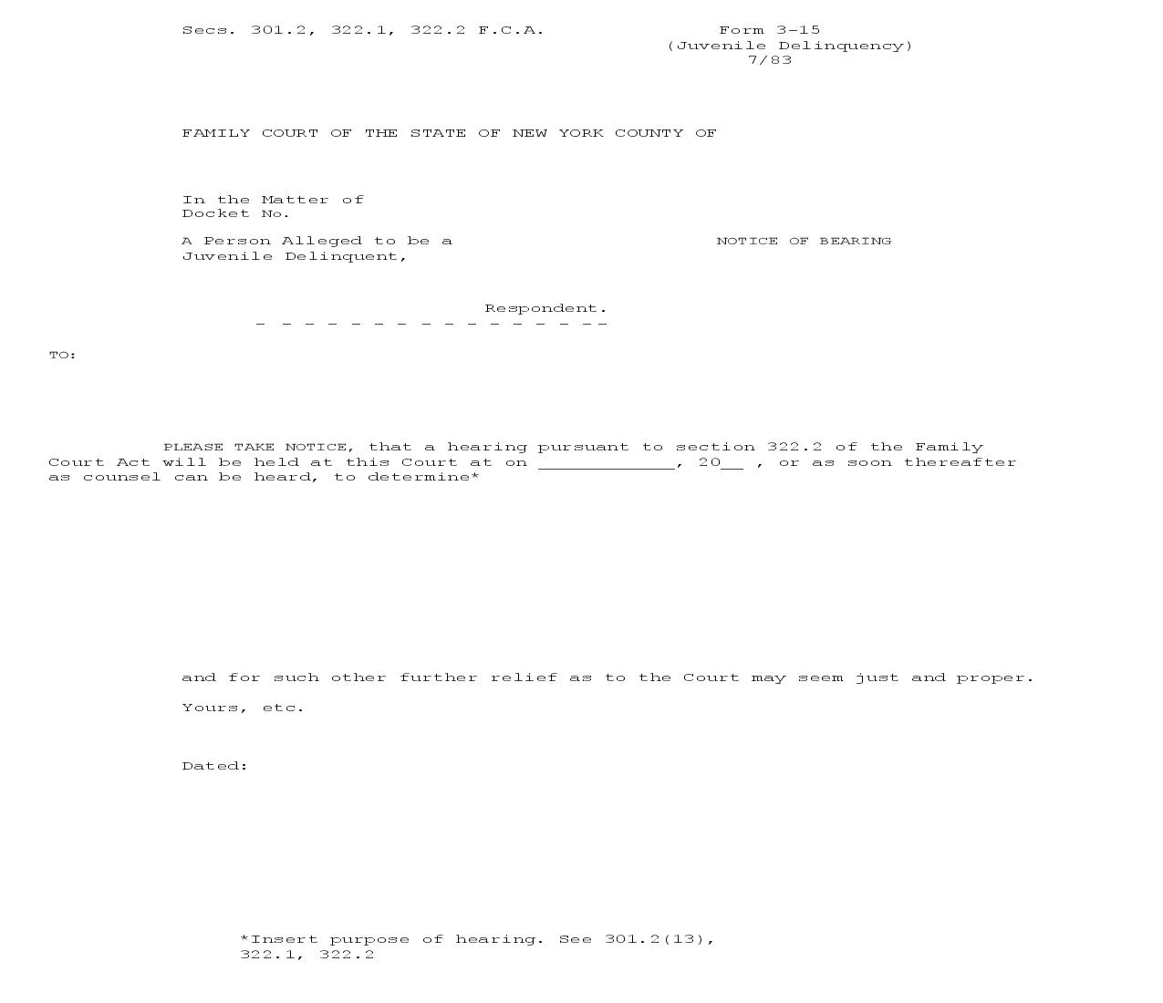 Notice Of Hearing {3-15} | Pdf Fpdf Doc Docx | New York
