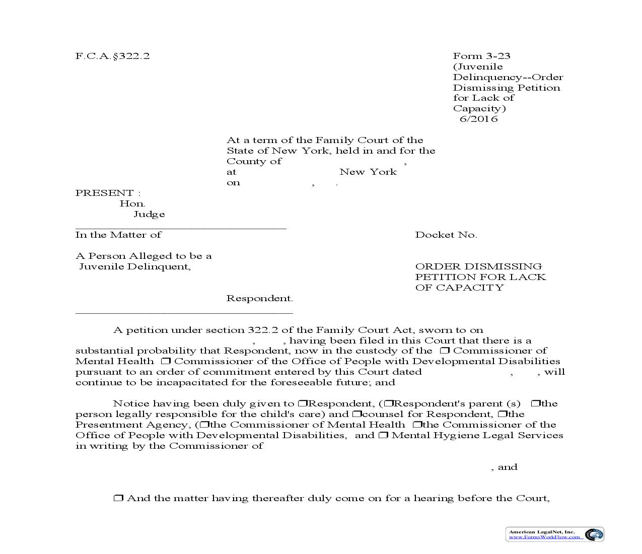 Order Dismissing Petition For Lack Of Capacity {3-23} | Pdf Fpdf Doc Docx | New York