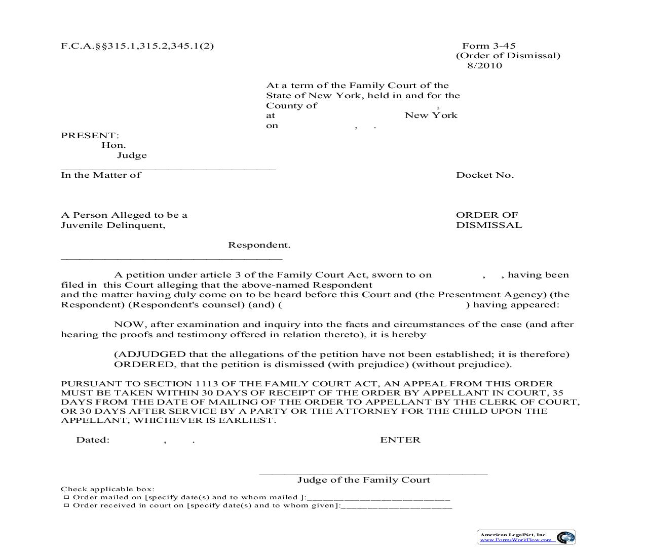 Order Of Dismissal {3-45} | Pdf Fpdf Doc Docx | New York