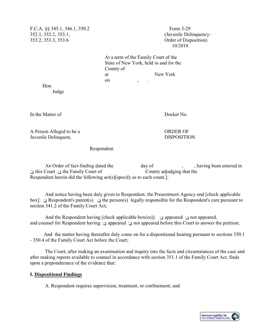 Order Of Disposition {3-29} | Pdf Fpdf Docx | New York