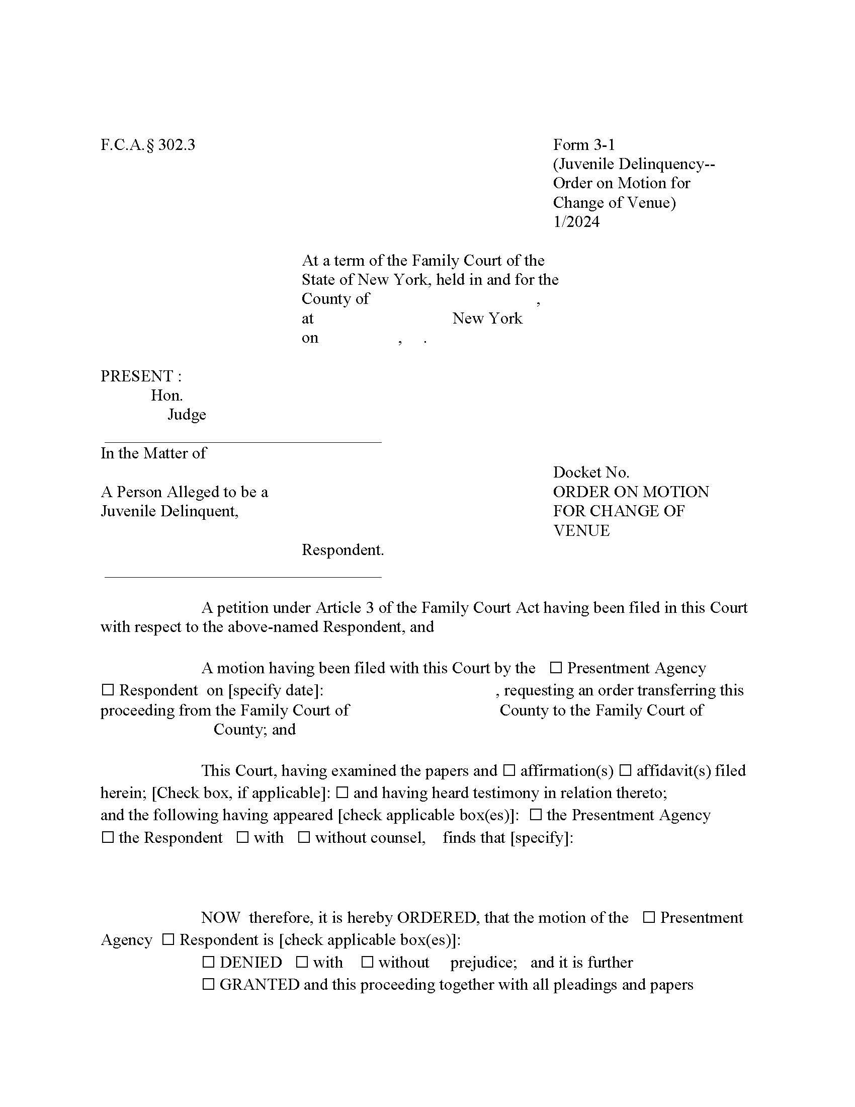 Order On Motion For Change Of Venue {3-1} | Pdf Fpdf Doc Docx | New York