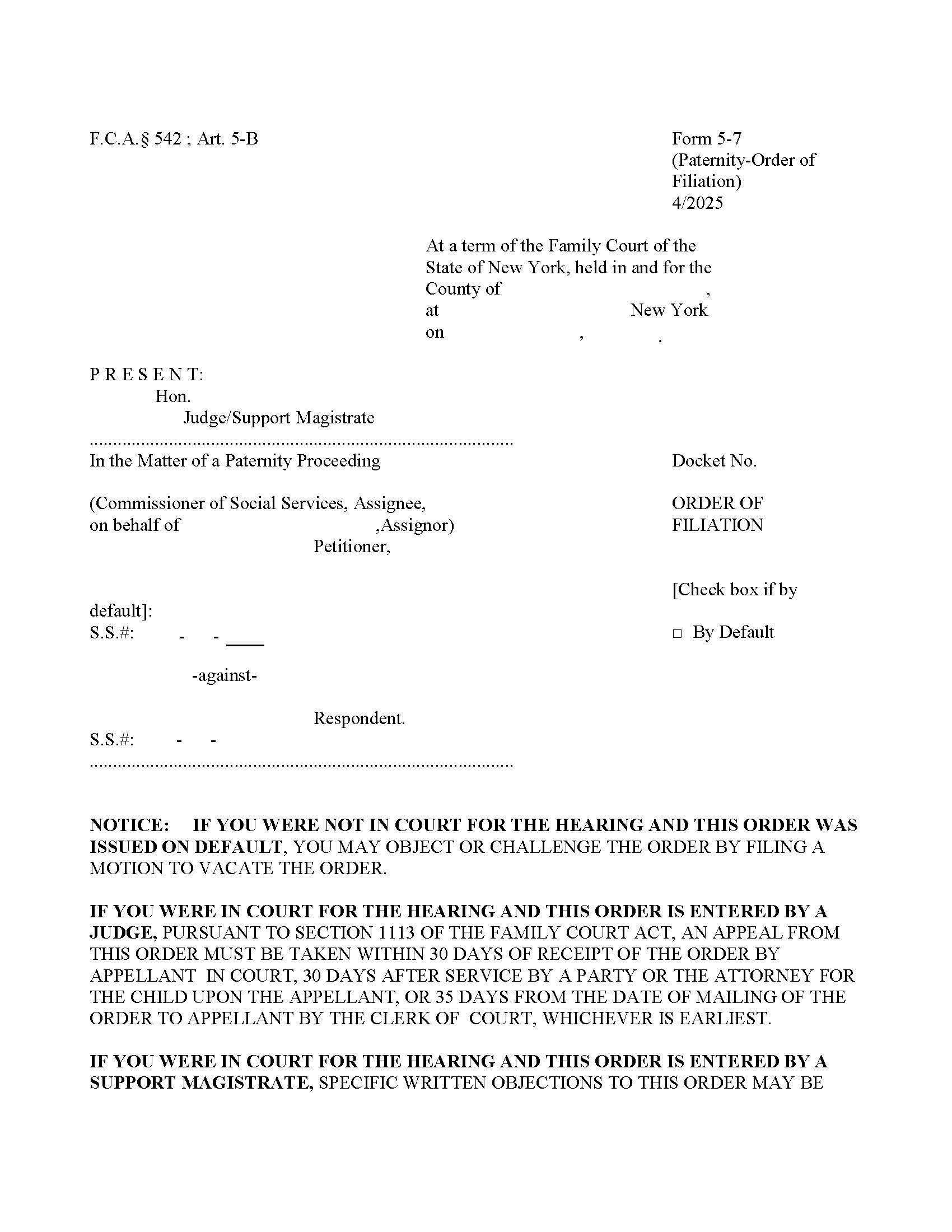 Order Of Filiation {5-7} | Pdf Fpdf Doc Docx | New York