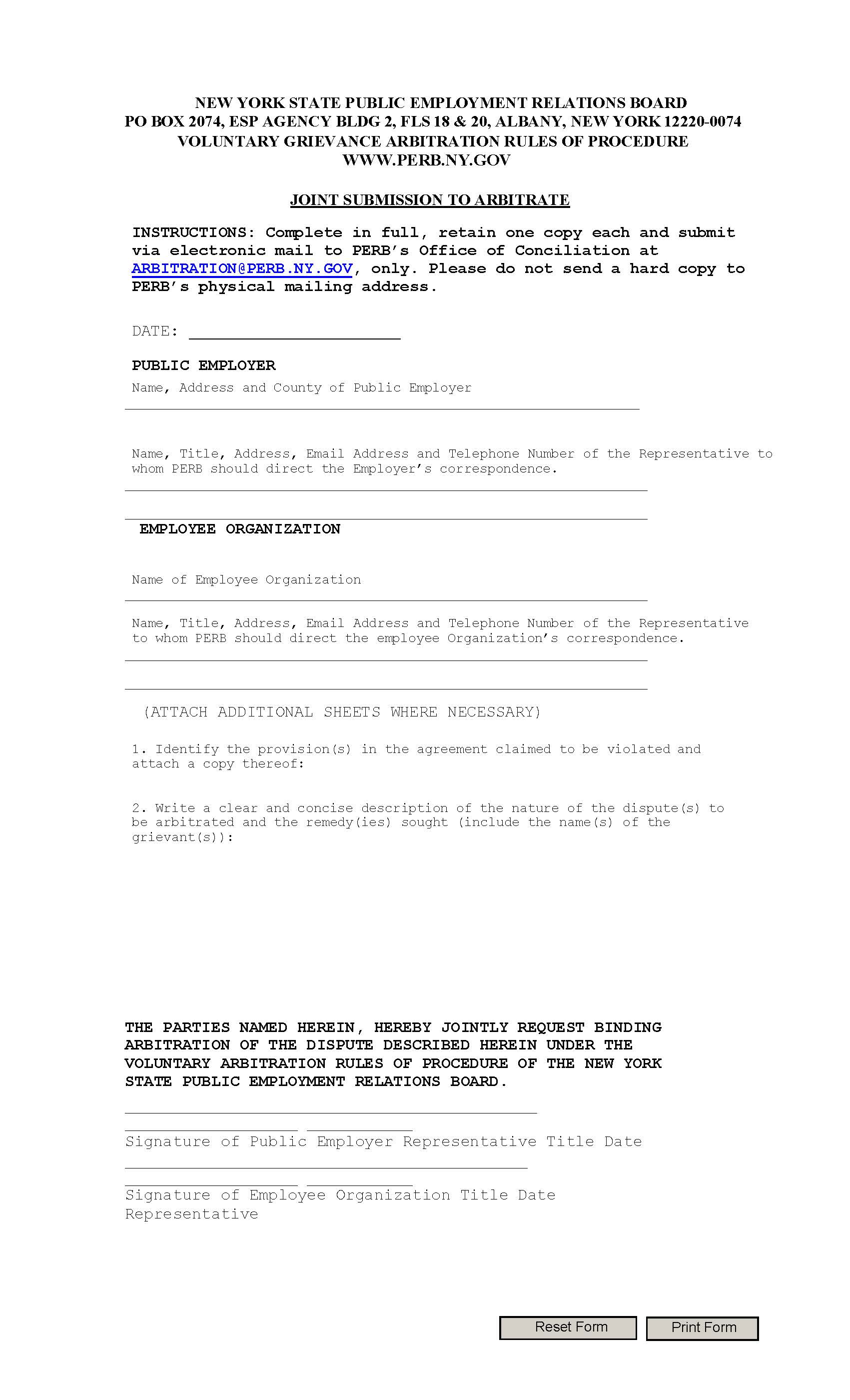 Joint Submission To Arbitrate | Pdf Fpdf Doc Docx | New York